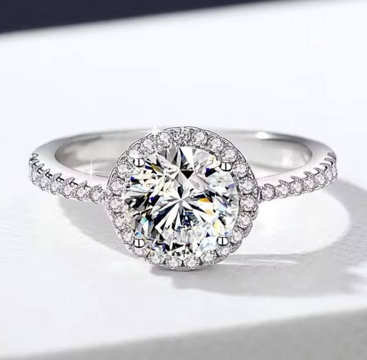 Rounded Cut Women's Diamond Ring S925 Sterling Silver