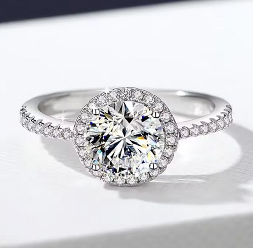 Rounded Cut Women's Diamond Ring S925 Sterling Silver