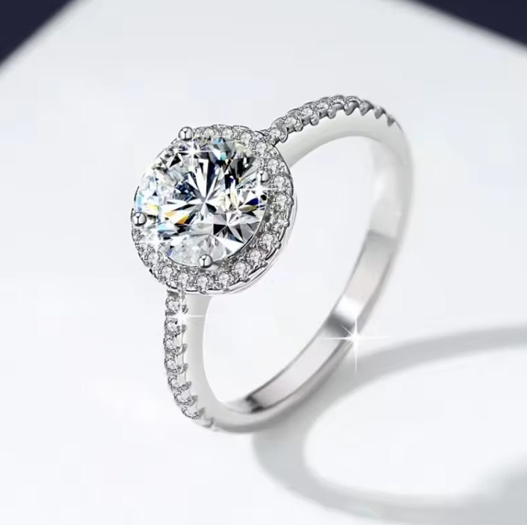 Rounded Cut Women's Diamond Ring S925 Sterling Silver