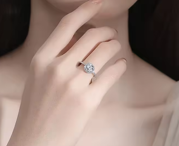 Rounded Cut Women's Diamond Ring S925 Sterling Silver