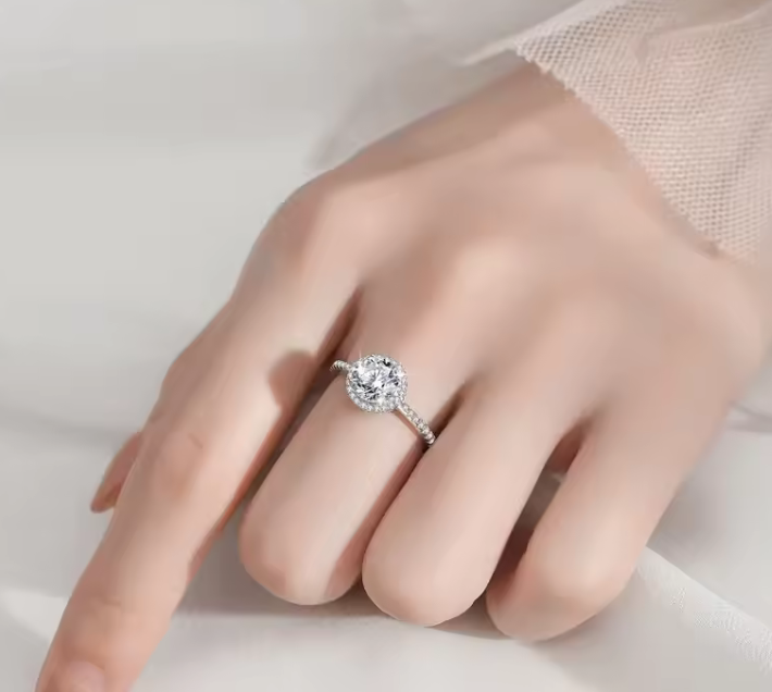 Rounded Cut Women's Diamond Ring S925 Sterling Silver