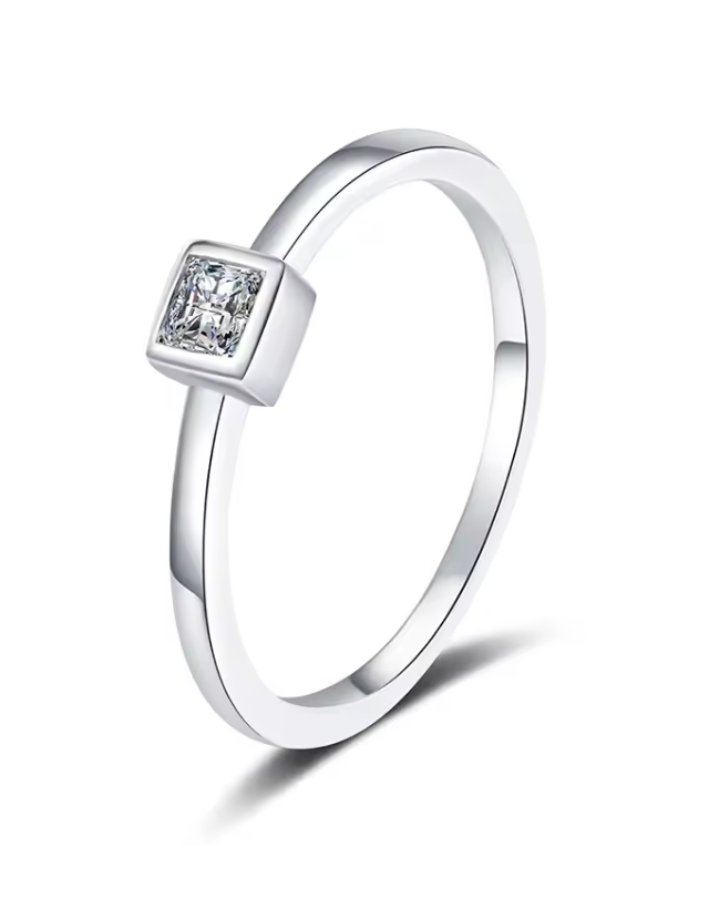 The Square Cut Women's Diamond Ring S925 Sterling Silver