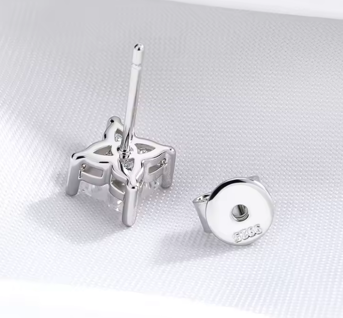 The Flower Stud Cut Women's Diamond Earring S925 Sterling Silver