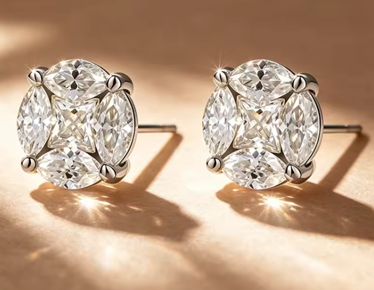 The Marquise Stud Cut Women's Diamond Earring S925 Sterling Silver