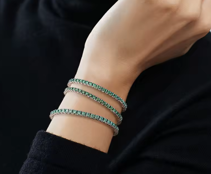 The Green Tennis Band Women's Lab Diamond Bracelet S925 Sterling Silver