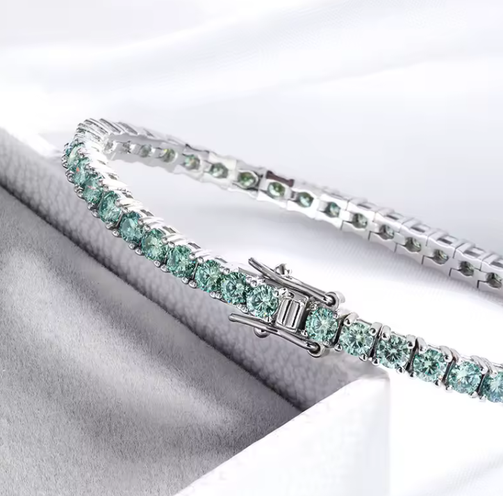 The Green Tennis Band Women's Lab Diamond Bracelet S925 Sterling Silver