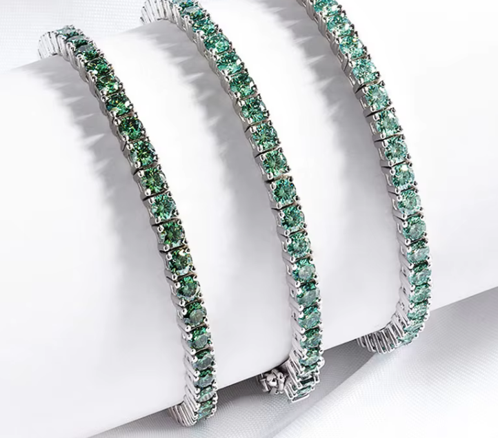 The Green Tennis Band Women's Lab Diamond Bracelet S925 Sterling Silver
