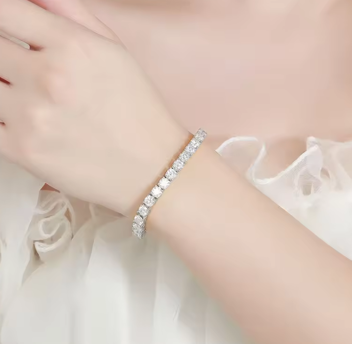 The Clear Tennis Band Women's Lab Diamond Bracelet S925 Sterling Silver