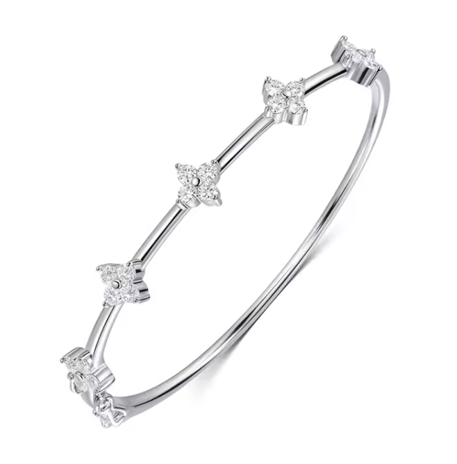 The Rounded Flower Band Women's Lab Diamond Bracelet S925 Sterling Silver