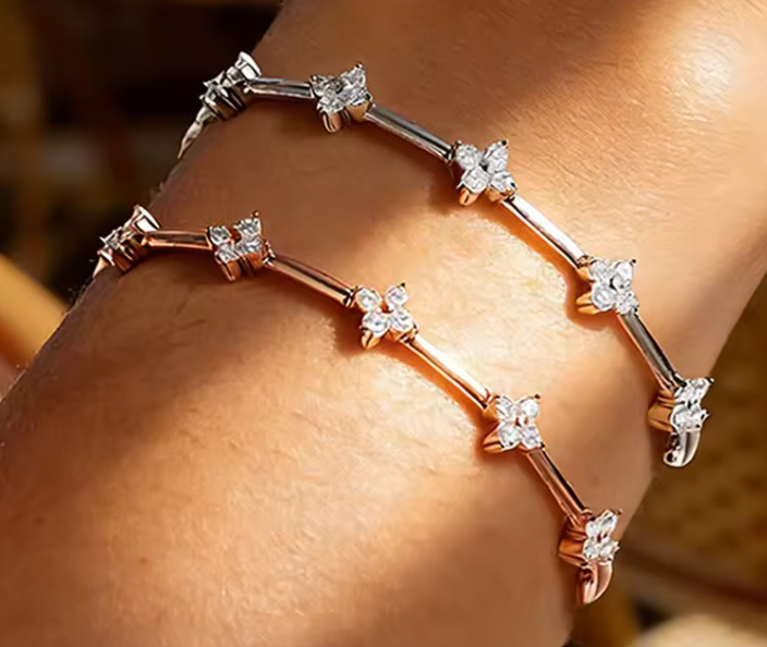 The Rounded Flower Band Women's Lab Diamond Bracelet S925 Sterling Silver