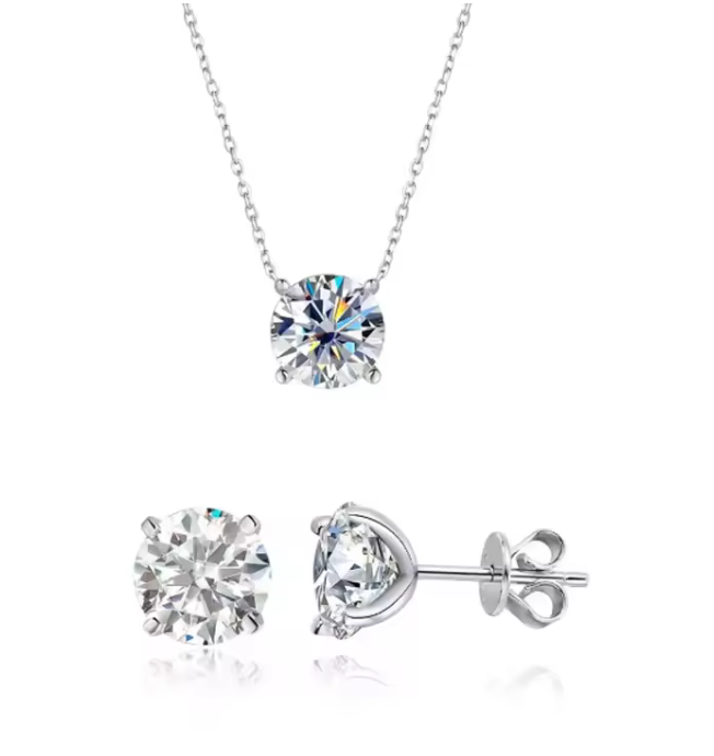 The Blended 5CT Necklace & Earrings set  Women's Lab Diamond Necklace S925 Sterling Silver