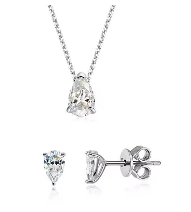 The Oval Necklace & Earrings set  Women's Lab Diamond Necklace S925 Sterling Silver