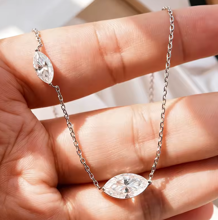 The Oval Eye Necklace Women's Lab Diamond Necklace S925 Sterling Silver